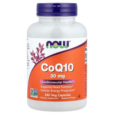 Now Foods CoQ10 30 mg 240 Veg Capsules GMP Quality Assured, Vegan, Vegetarian