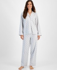 CHARTER CLUB 2-Pc. Cotton Flannel Packaged Pajamas Set - snowflake geo - XL