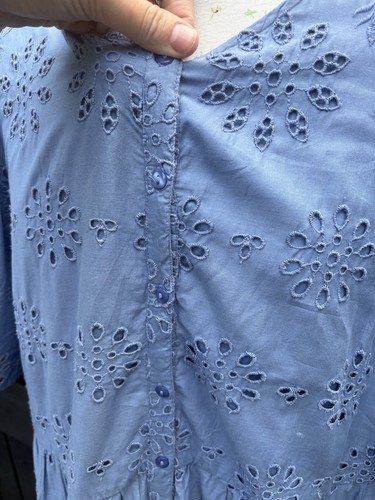 TU Sainsbury’s Abito Donna 100% Cotone Broderie Anglaise Maxi Lunghezza Uk20 Blu - Foto 9 di 20