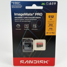 SanDisk 512GB ImageMate PRO MicroSDXC UHS-I Card with Adapter Speeds 250MB/s NEW