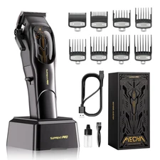 Mens Cordless Hair Clippers Set with Charging Base High Torque Brushless Motor