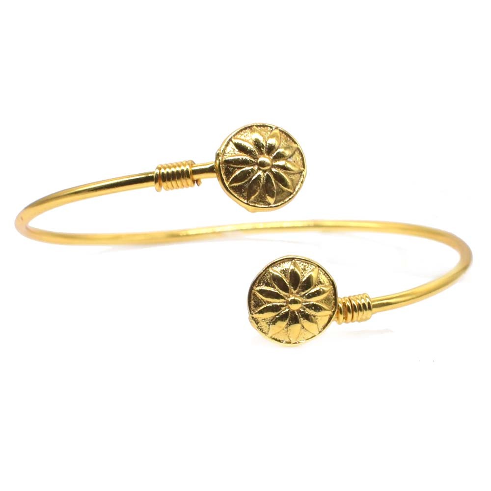 Gold Plated Flower Bangle Adjustable Fashion Bracelet T053-image