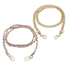 2 Pcs Purse Chain Strap, 47/24 Inch Light Gold Chain with Purple Leather