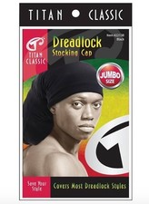 TITAN Dreadlock Stocking Cap Jumbo Size DuRag Black 22138