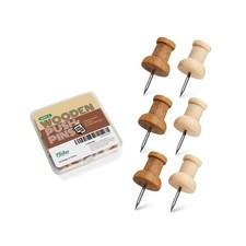 40 Pcs Wood Push Pins, Decorative Wooden Thumb Tacks for Cork Board, Natural ...