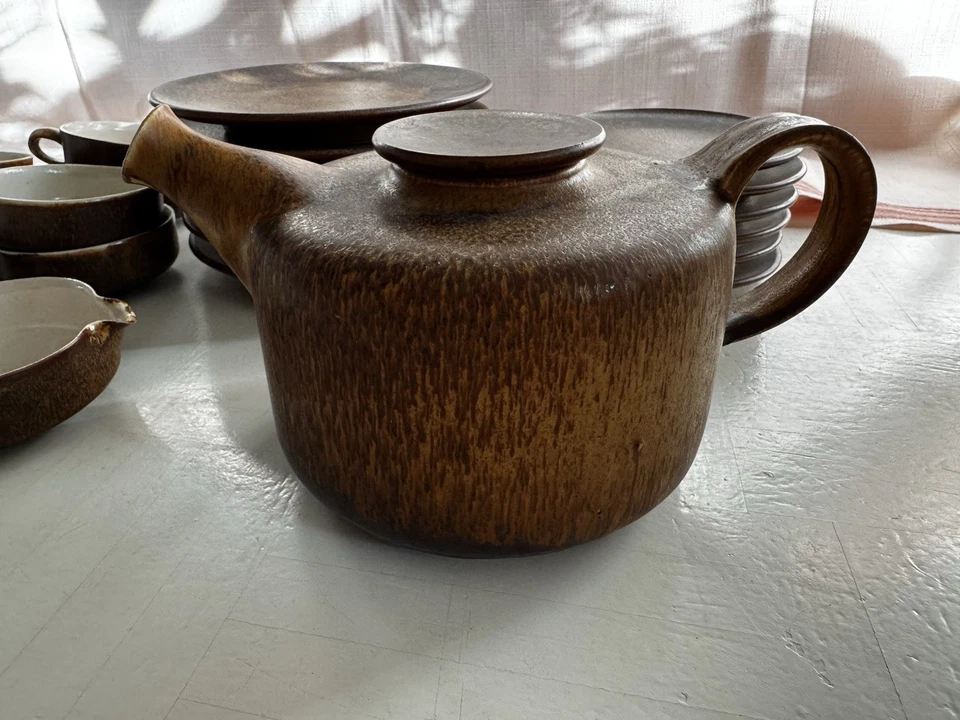 Vintage Teeservice Braun für 6 Personen Berchtesgaden Handarbeit - Bild 2 von 4