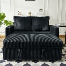 Sleeper Sofa Couch w/Pull Out Bed, Modern Corduroy Convertible Sleeper Sofa Bed