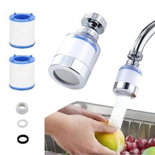 Faucet Water Filter with 2 Filter Cartridges,360 Degree Rotating Sink Tap Water