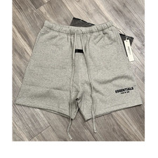 Essentials Men's Gray Sweat Shorts M Cotton Blend Drawstring Pockets Logo