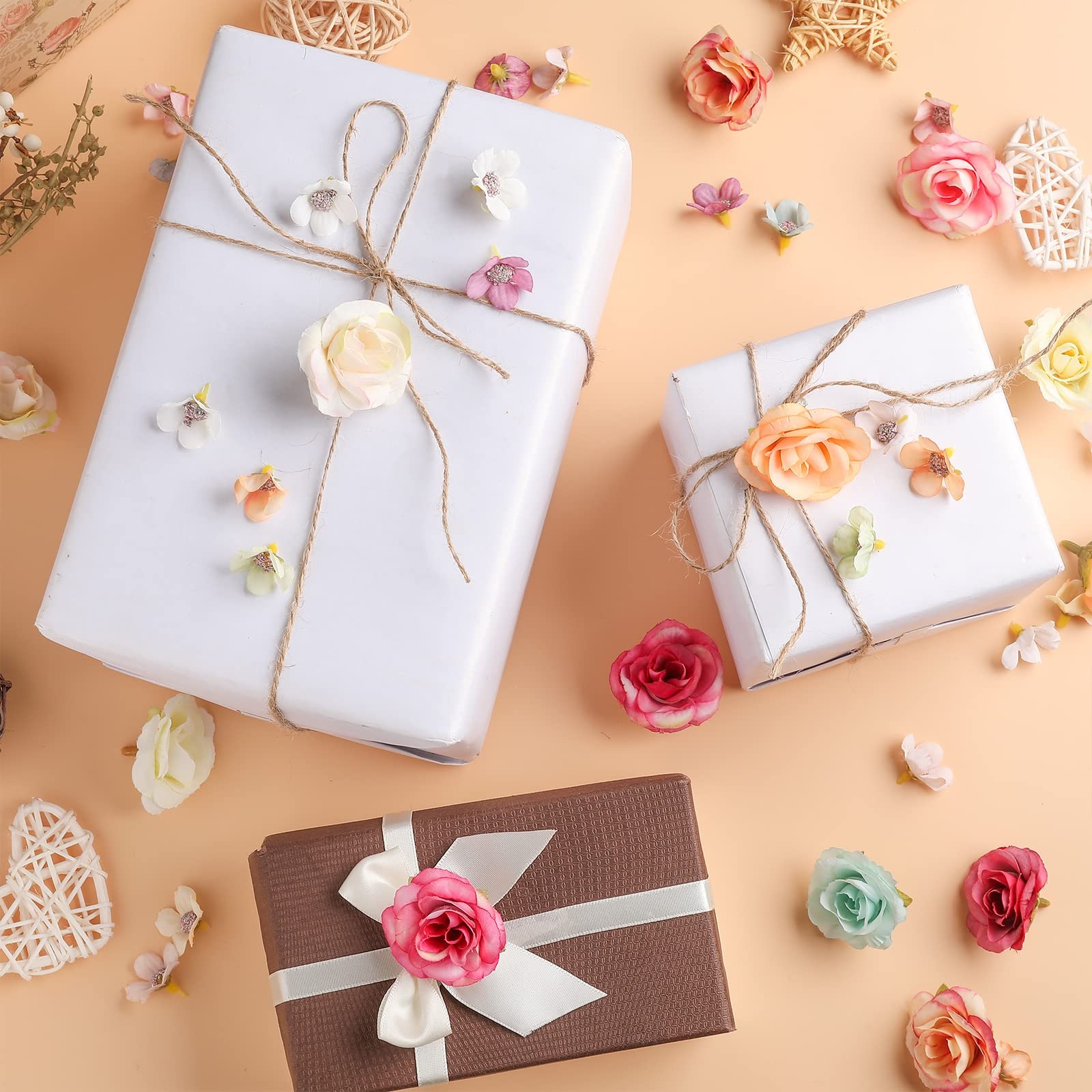 Janinka 174 Pcs Fake Mini Flowers for Crafts Small Silk Artificial Fabric Flo...