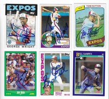 MONTREAL EXPOS 6 DIFFERENT SIGNED AUTOGRAPH BASEBALL CARD LOT