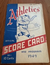 VINTAGE! May 22, 1949 Official MLB Scorecard Philadelphia Athletics vs Indians