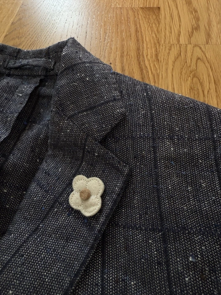 Chaqueta Blazer Lardini Azul Marino Cuadros Tres Botones Talla 48 Foto 2 de 4