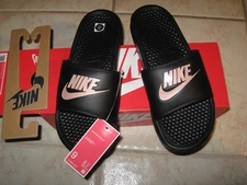 NIB Women's 9 Nike Benassi JDI Slip On Slides Sandals White Rose Gold 343881-007