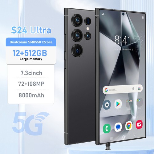 Unbranded S24 Ultra 5G Smartphone 12+512G 7.3” 8000mAh Android Cellphones - 第 1/15 張圖片