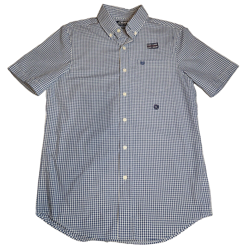 Chaps Mens Easy Care Shirt Sz S Blue White Poplin Button-Up Short Sleeve NWT $55