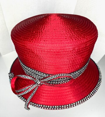 MR. SONG Millinery Red High Top Hat Club Society Crystal