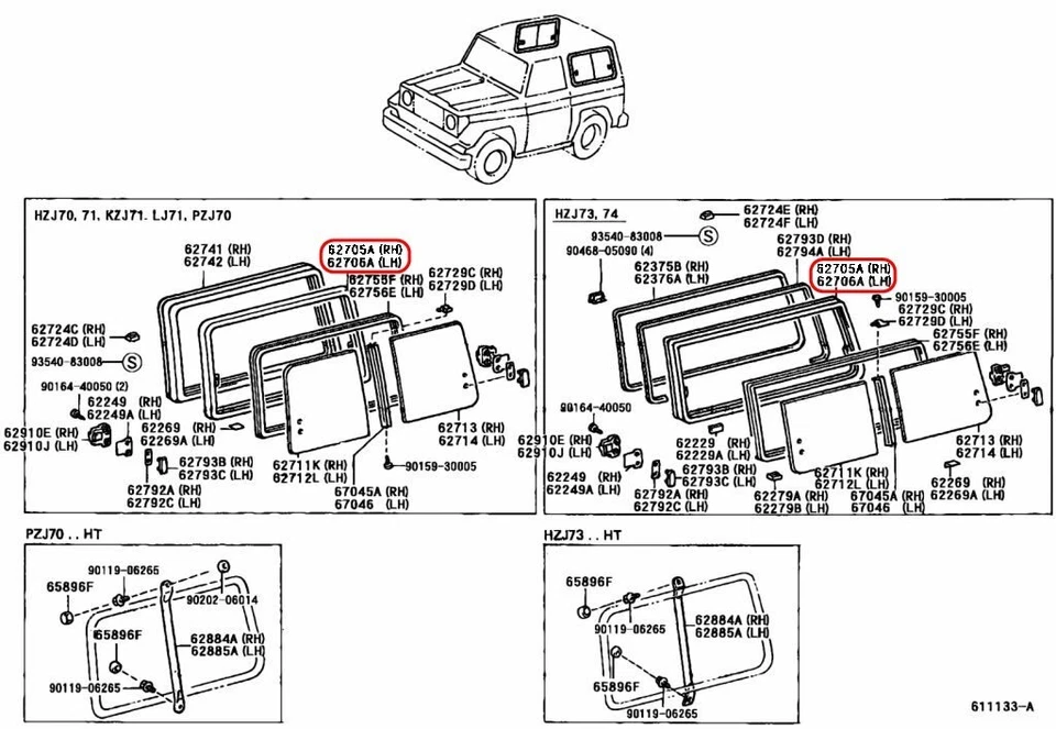 TOYOTA Genuine LAND CRUISER Frame Sub-Assy Quarter Window LH RH set OEM - Изображение 3 из 4