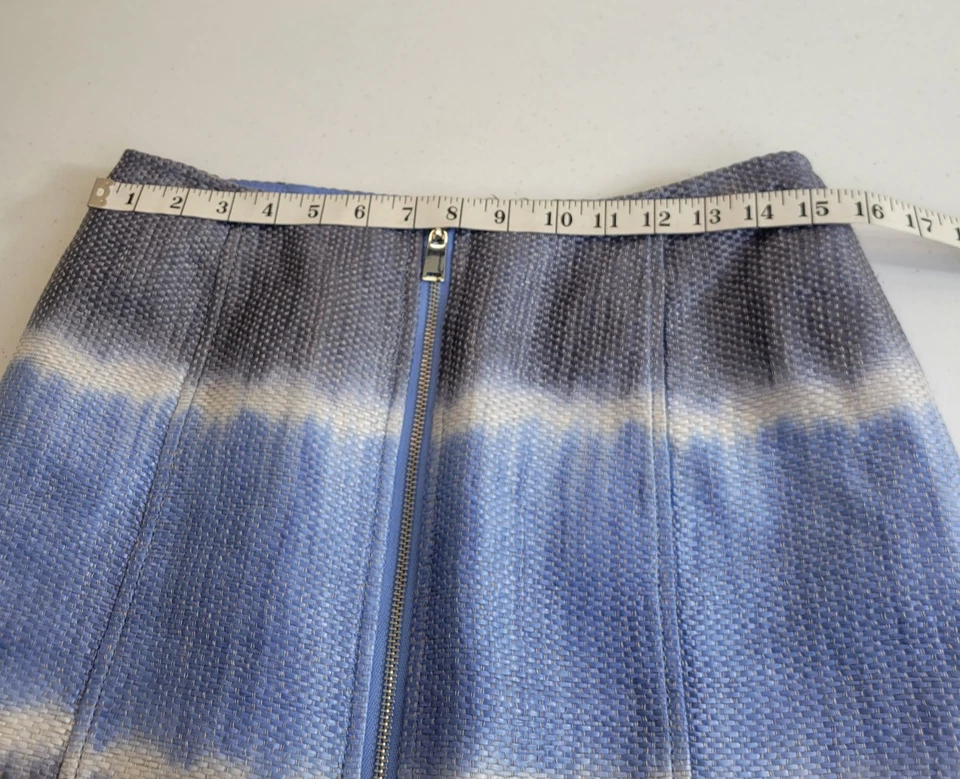 Per Se Skirt Blue Tie Dye Weave Linen Zipper Pencil Straight Women's Size 8 - Image 3 of 4