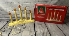 Vtg Christmas 5 Tier Wax Drip Candles Light Candelabra Plastic Candolier w/ Box