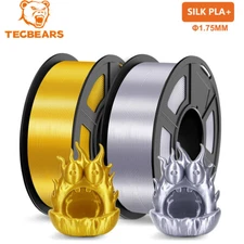 TECBEARS 2KG Silk PLA+ Filament 1.75mm Shiny Silk 3D Printer PLA Filament Neatly