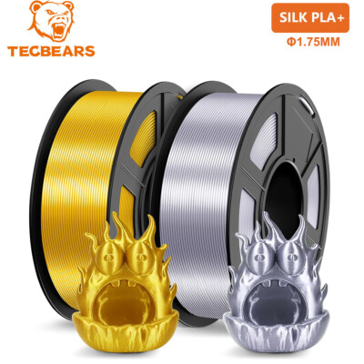 TECBEARS 2KG Silk PLA+ Filament 1.75mm Shiny Silk 3D Printer PLA Filament Neatly