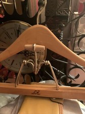 SHINY WOODEN MAPLE Clothes Hanger With Pant Hanger MARKED SETWELL Vintage