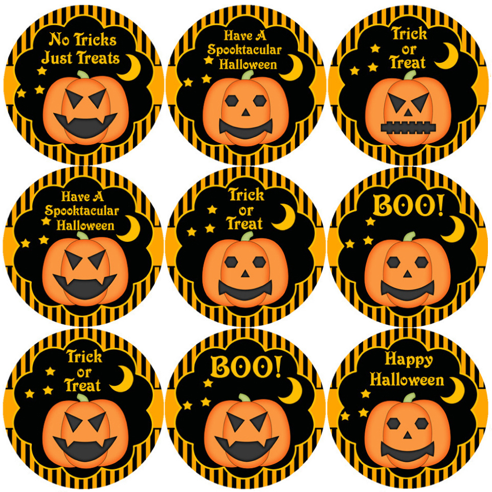 144 Halloween Pumpkins 30mm Children's Reward Stickers for Teacher, Parent,