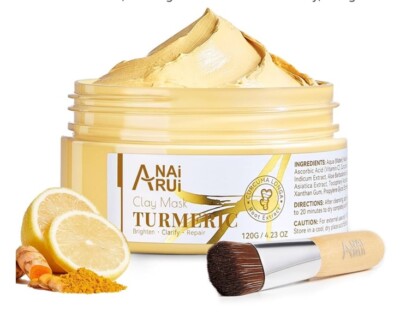 Kurkuma-Vitamin-C-Ton-Maske, tief reinigende Gesichtsmaske, Hautpflege, Tonerde 