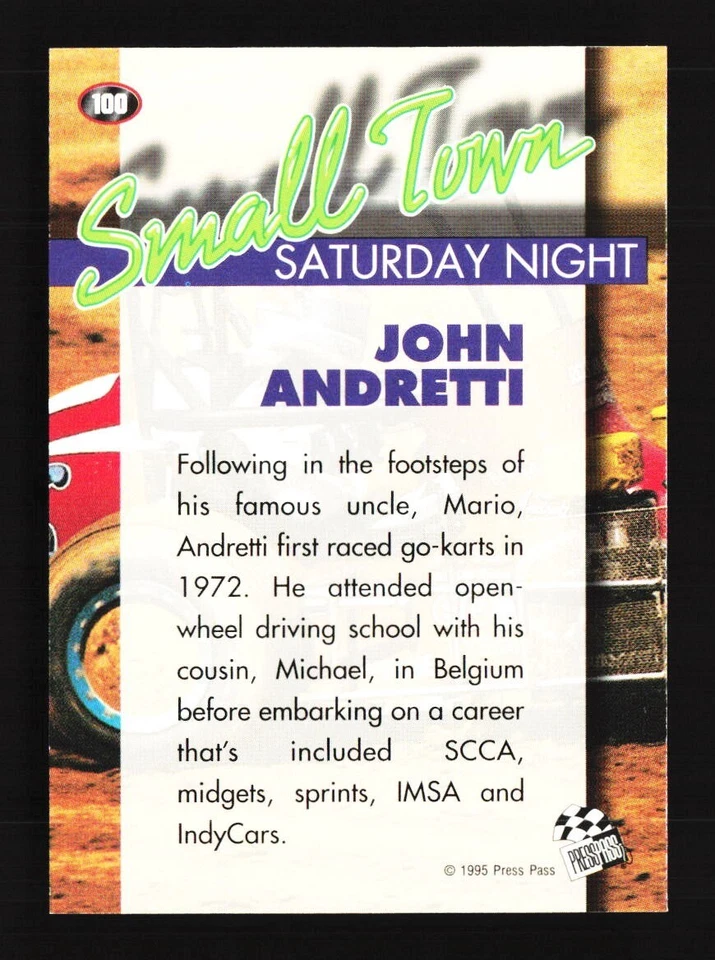 1995 Press Pass #100 John Andretti ST EXMT/EXMT+ 7699 - Image 2 of 2