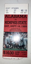 Alabama vs Memphis State Football game Day ticket Stub. 1989