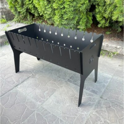 Collapsible 2-Tier Portable BBQ Grill 10 Skewers 3mm 10 wholes Thick