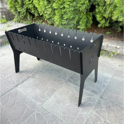 Collapsible 2-Tier Portable BBQ Grill 10 Skewers 3mm 10 wholes Thick