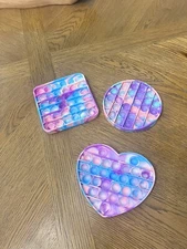 Tie Dye Pop It Lot Heart, Square & Circle Fidget Toys