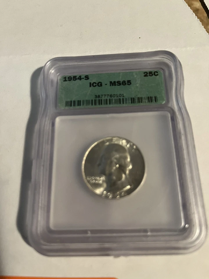 1954-S US Mint Silver Washington 25c Brilliant Uncirculated ICG Graded MS65 - Image 3 of 4