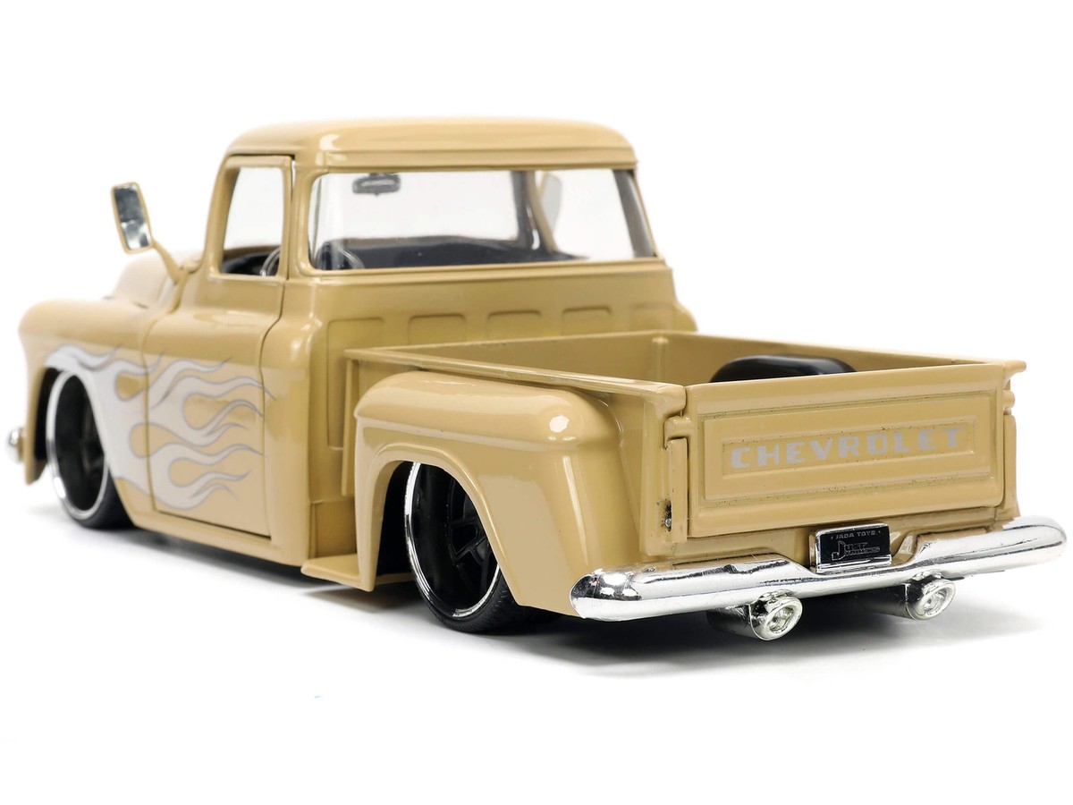 1955 Chevrolet Stepside Pickup Truck Tan with White/Silver