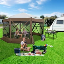 COBIZI 15x15' Pop Up Gazebo with Mosquito Netting Hub Tent Instant Screen Canopy