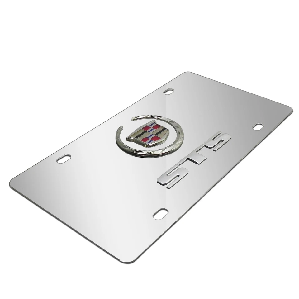 Placa de matrícula Cadillac STS doble logotipo 3d cromo acero inoxidable Foto 3 de 4