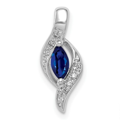 14k Weißgold Diamant und Marquise 0,29 Saphir Charm Anhänger