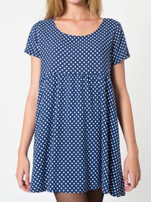 american apparel blue dress Polka Dot Printed Rayon Babydoll Size XS/S Mini dress Number:no number prairie dress Blue White Beach Maxi it features a mix