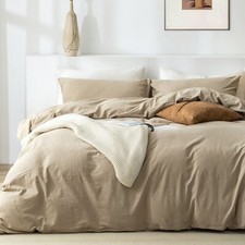 Twin Duvet Cover Set- 100 Washed Cotton 2 Pcs Soft Comfy Breathable Chic Lin...