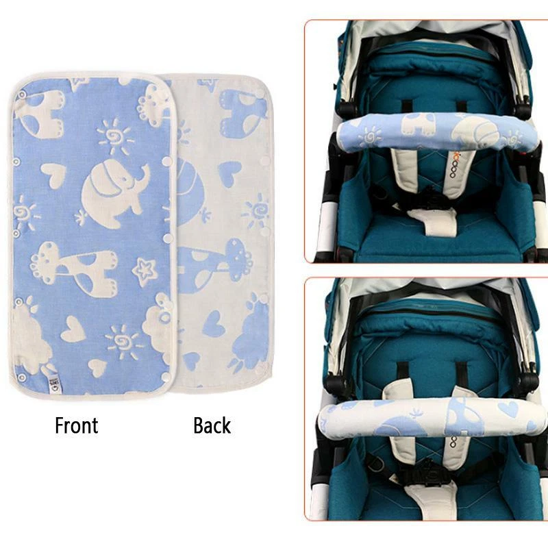 Cochecito de bebé reposabrazos toalla de saliva 2 piezas algodón puro 6 capas gasa baberos infantiles Foto 2 de 3