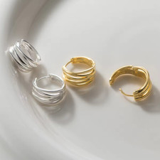 Creolen mit mehreren Reihen Design Sterling Silber 925, Damenohrringe