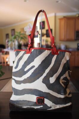 DOONEY AND BOURKE brown canvas zebra print tote (180 | eBay display picture 1