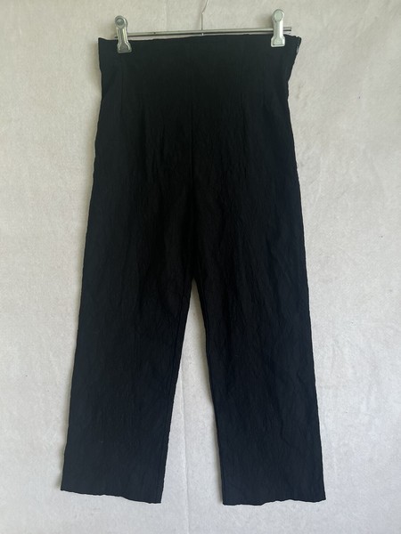 Showroom Size 8 Black Crop Stretch Pants Textured Print Side Zip Close