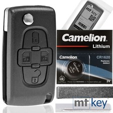 Klapp Schl&uuml;ssel Geh&auml;use Rohling HU83 f&uuml;r Peugeot 807 1007 Citroen C8 + Batterie