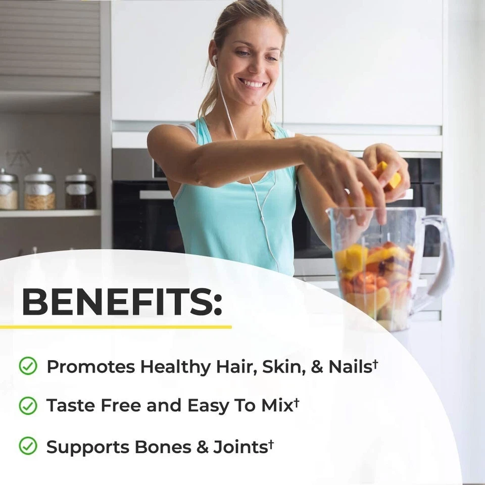 BioSchwartz 胶原肽生物 + 粉草饲料,皮肤毛发,无味 16 盎司 — 第 3/4 张图片