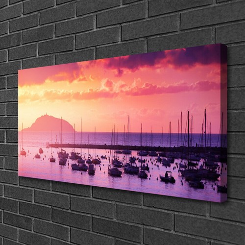 Cuadro Paisaje Marino Sobre Tela – Arte Italiano Moderno 90x40 Cm – Decoración Del Hogar