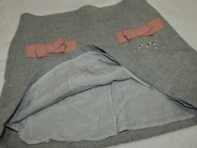 Colors of Benetton Girls size 10 Gray and Pink Lined WOOL Skirt Fall and Winter 