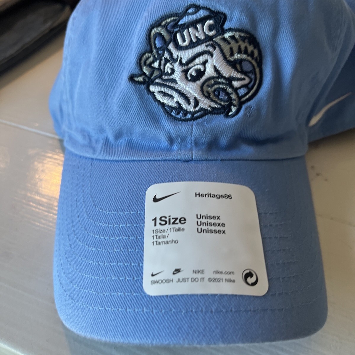 UNC Tar Heels Ramses Mascot Nike Heritage86 Hat University Blue One Size